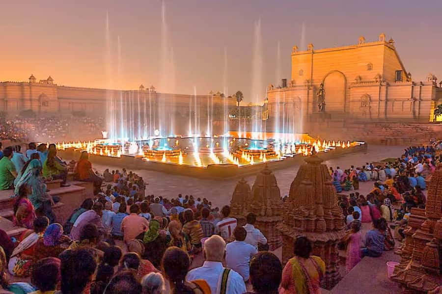 Delhi: Akshardham Temple Tour with Water & Light Show by Car - Sahaj Anand Water Show: lasers, underwater flames, and narration
