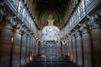 From Aurangabad: 2-Day Ajanta and Ellora Caves Private Tour - Ajanta Caves: Buddhist paintings, shoe rules, and hawker pressure
